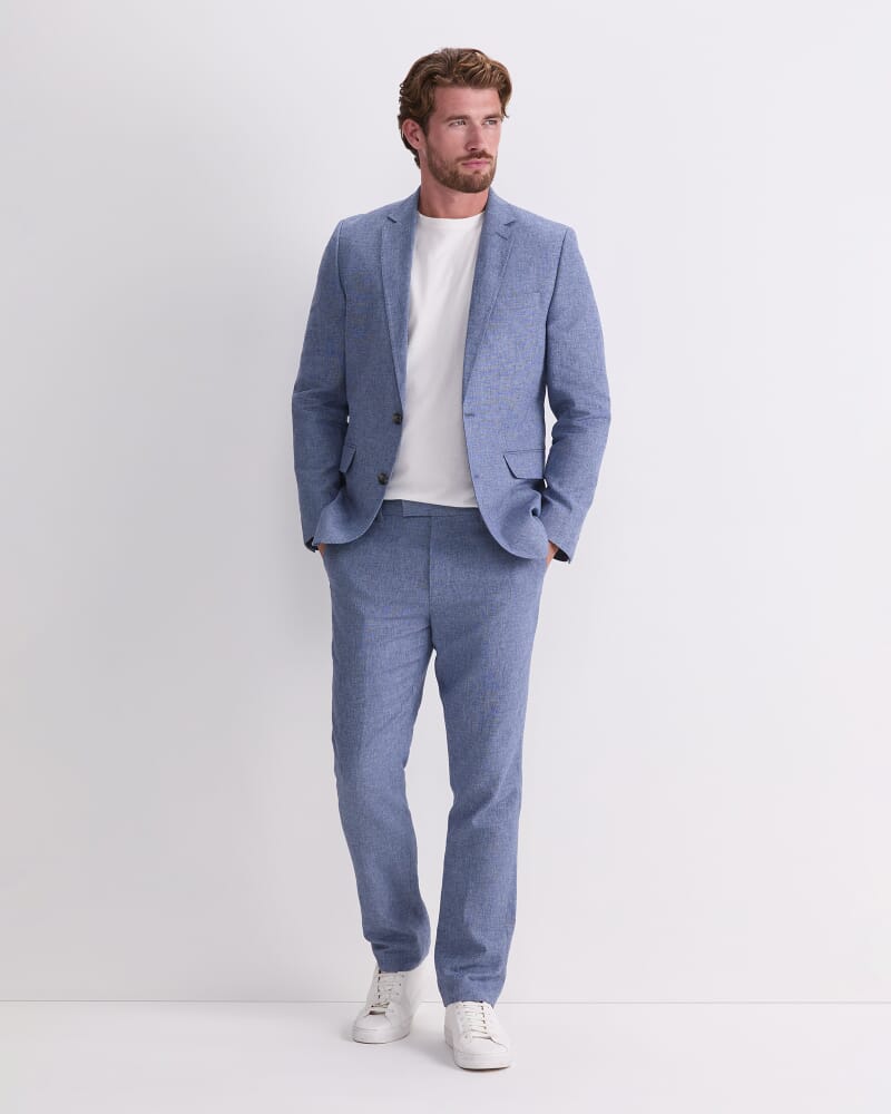 Ridley Linen Blend Suit Jacket in WASHED INDIGO