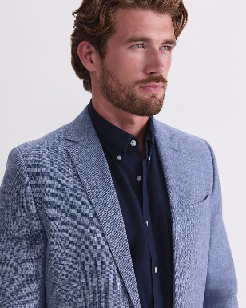 Ridley Linen Blend Suit Jacket in WASHED INDIGO