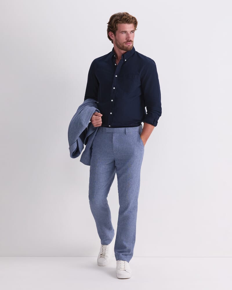 Ridley Linen Blend Suit Pant in WASHED INDIGO