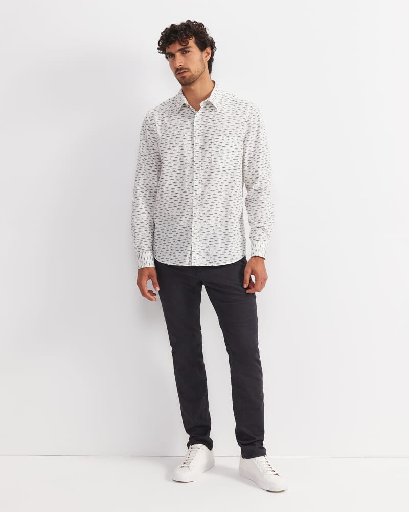 Gavin Long Sleeve Liberty Shirt in WHITE/MULTI
