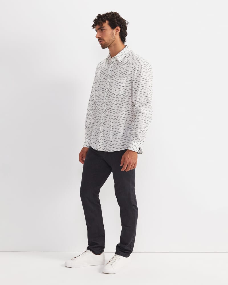 Gavin Long Sleeve Liberty Shirt in WHITE/MULTI