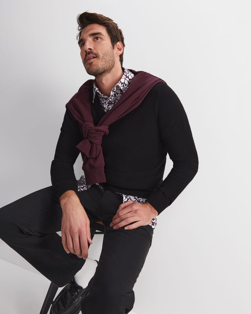 Paulo Short Sleeve Print Shirt in BURGUNDY