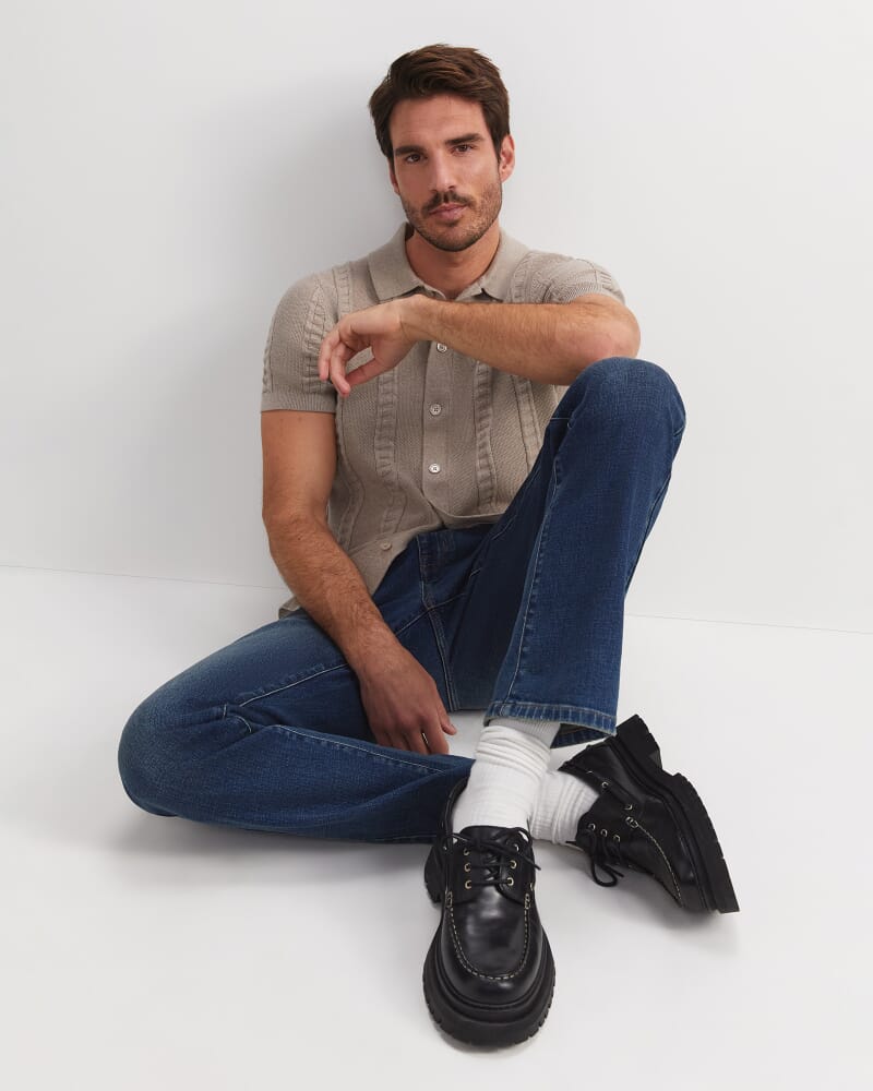 Cameron Short Sleeve Knit Shirt in NEUTRAL