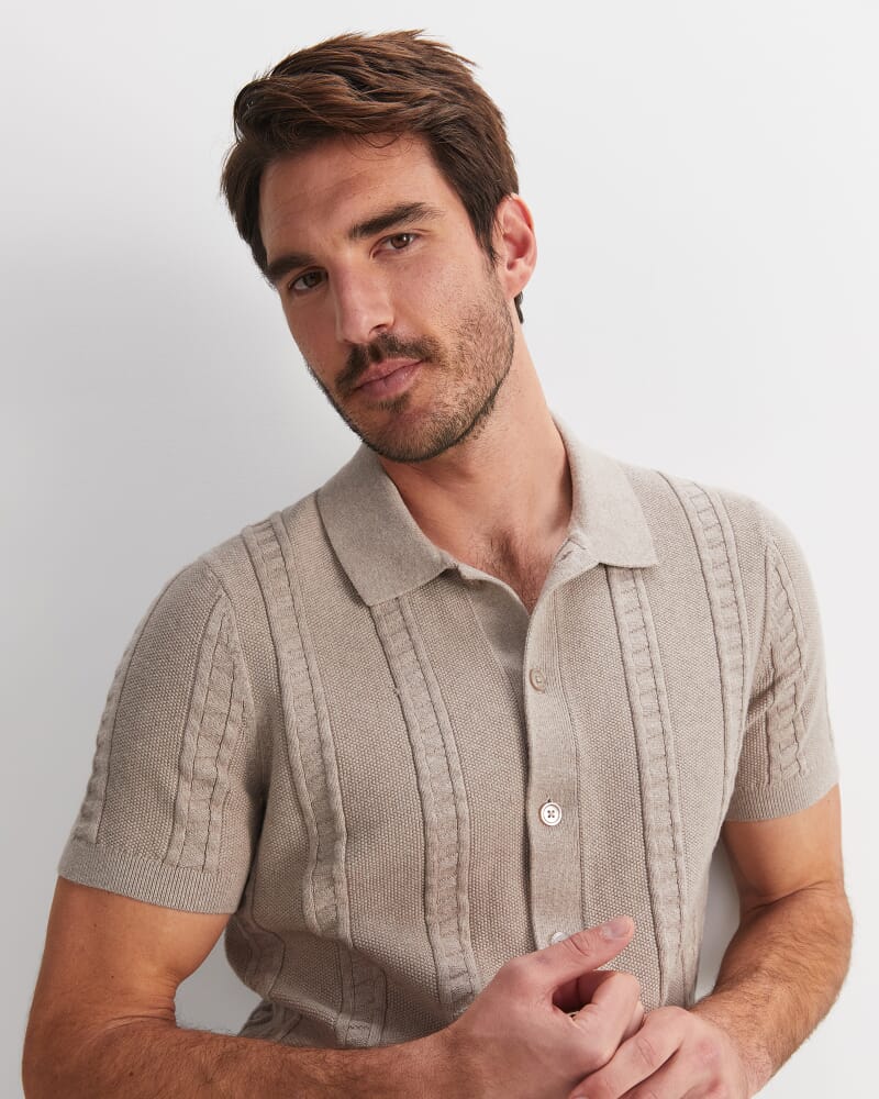 Cameron Short Sleeve Knit Shirt in NEUTRAL