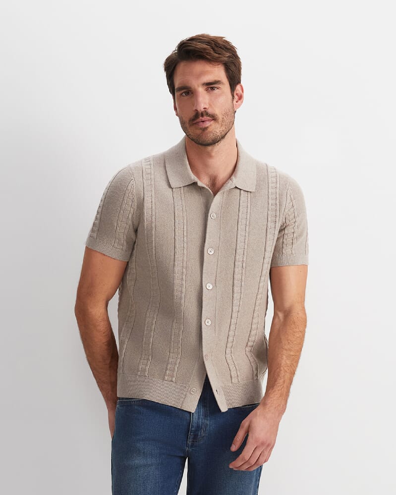 Cameron Short Sleeve Knit Shirt in NEUTRAL