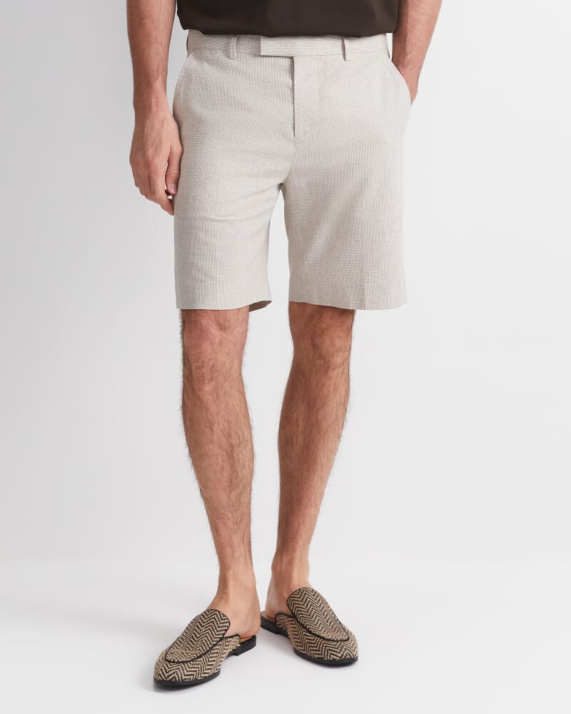 Jeffrey Linen Blend Short in NATURAL