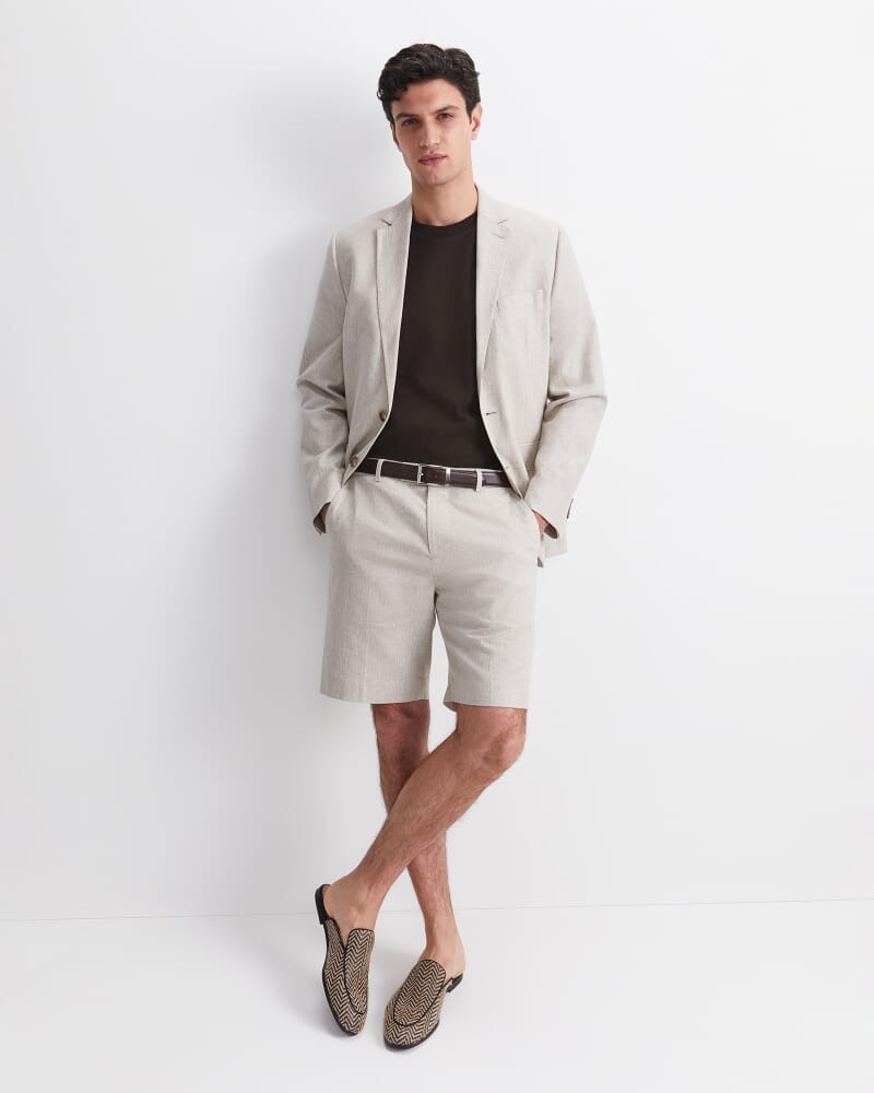 Jeffrey Linen Blend Short in NATURAL