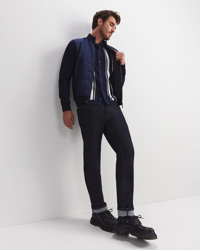 Ethan Stripe Short Sleeve Shirt in NAVY