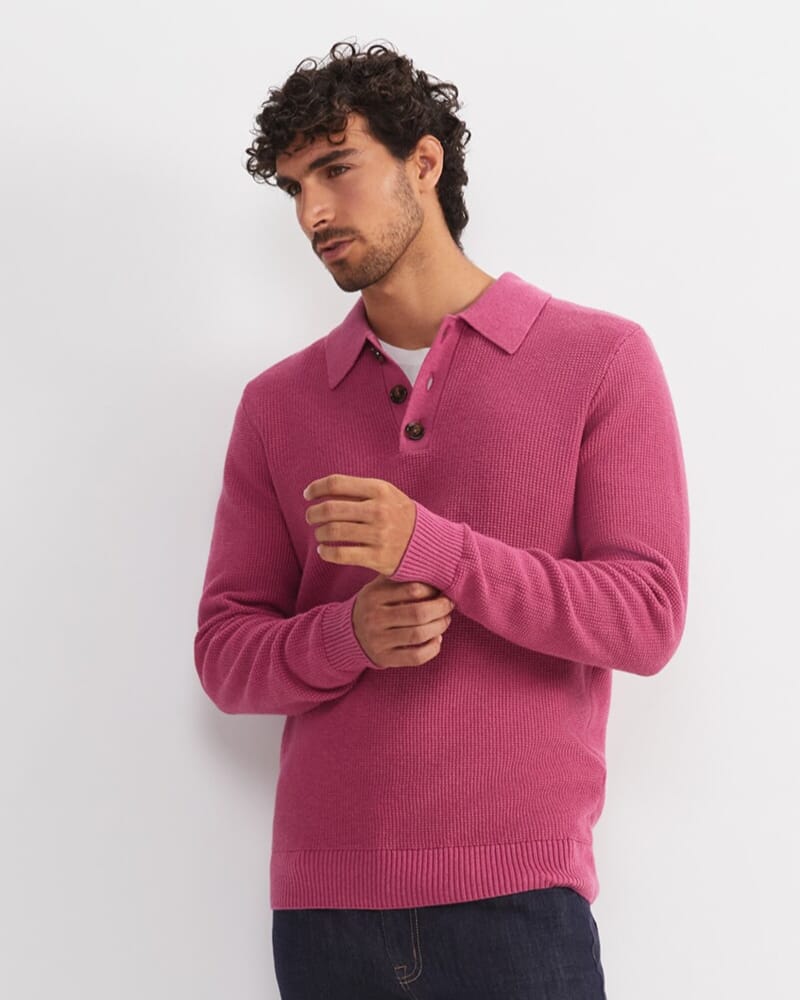 Chris Knit Polo in BERRY