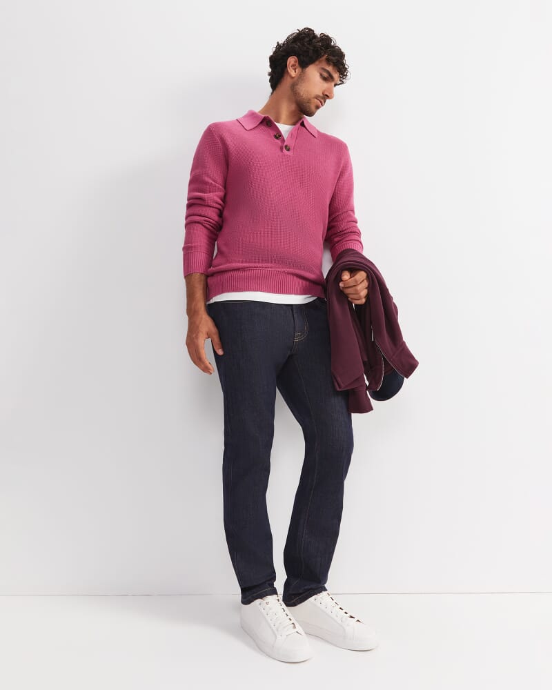 Chris Knit Polo in BERRY