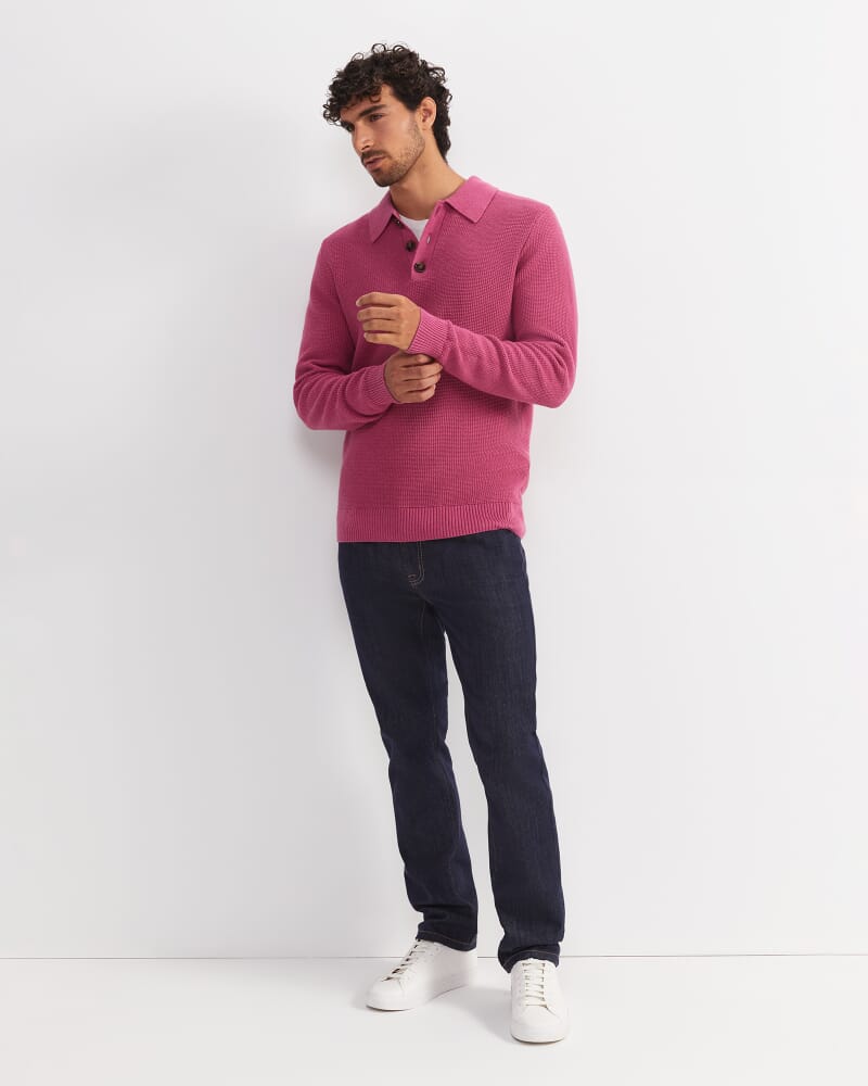 Chris Knit Polo in BERRY