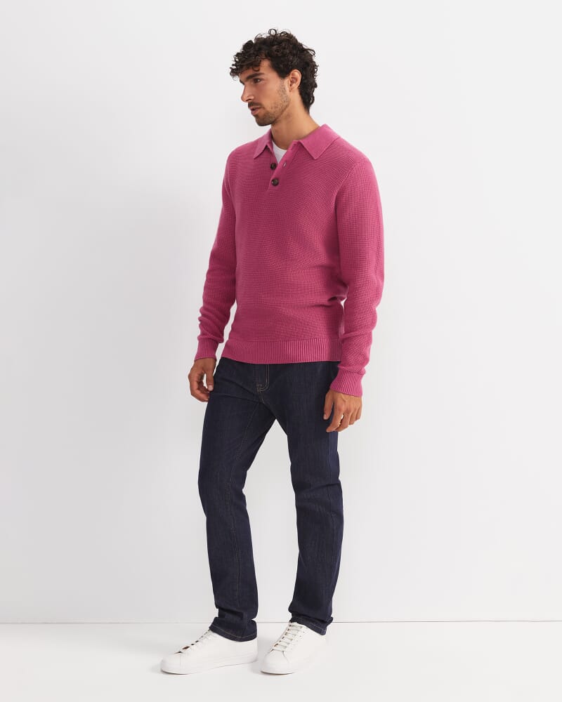 Chris Knit Polo in BERRY