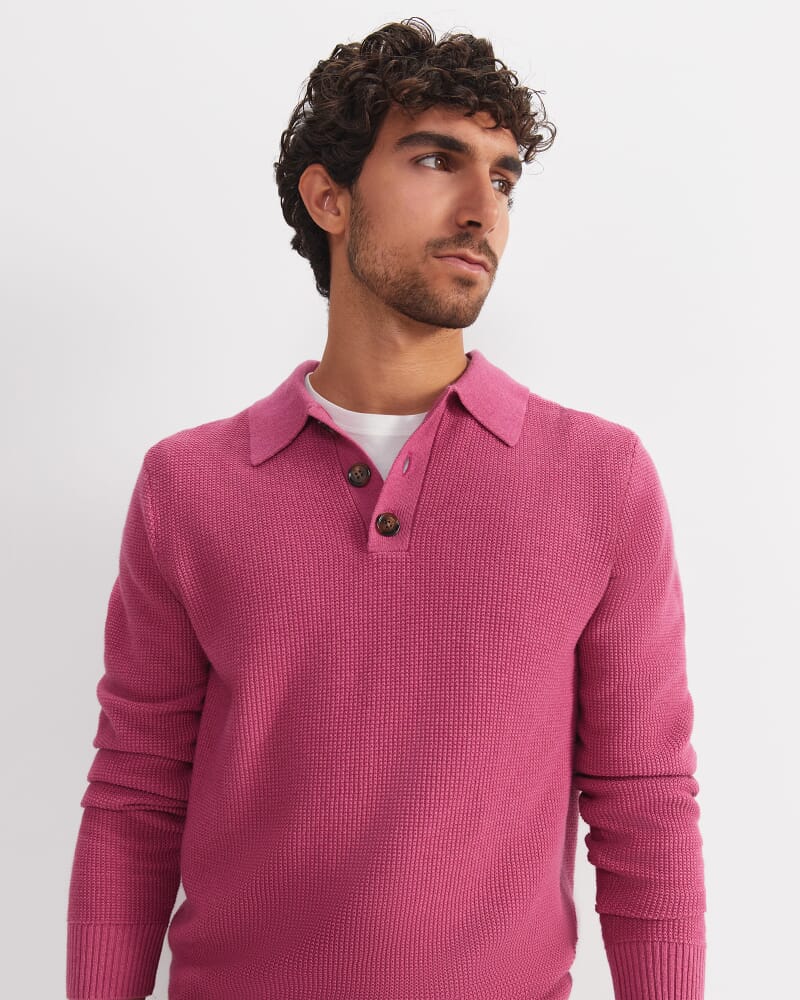 Chris Knit Polo in BERRY