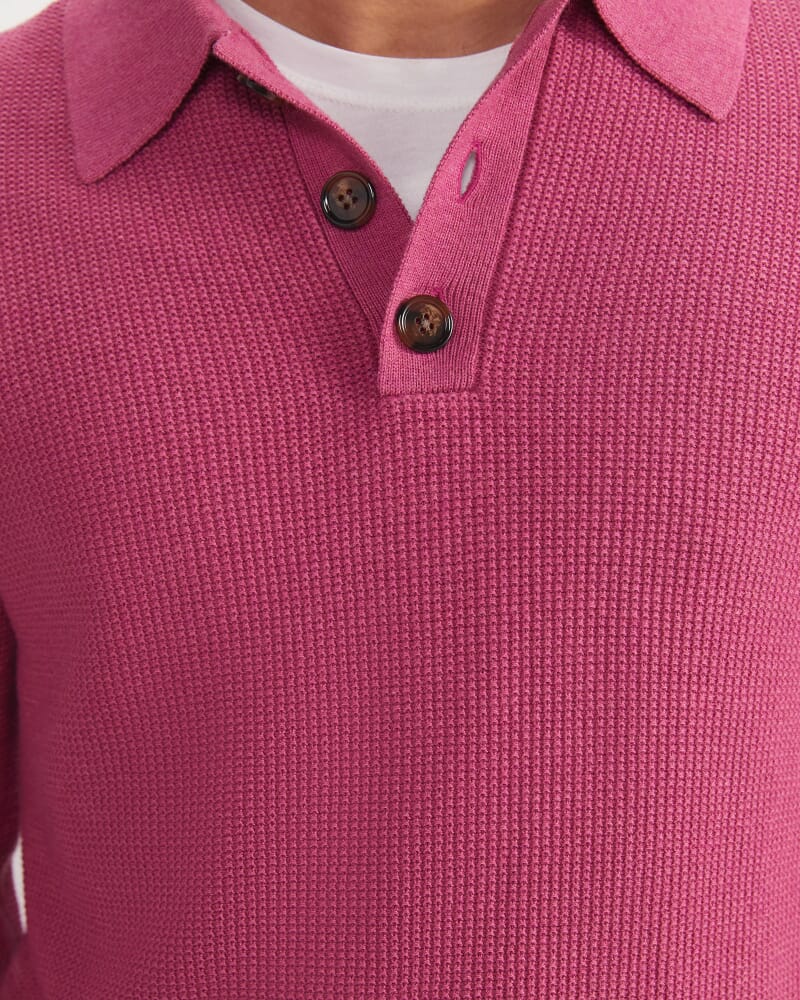 Chris Knit Polo in BERRY