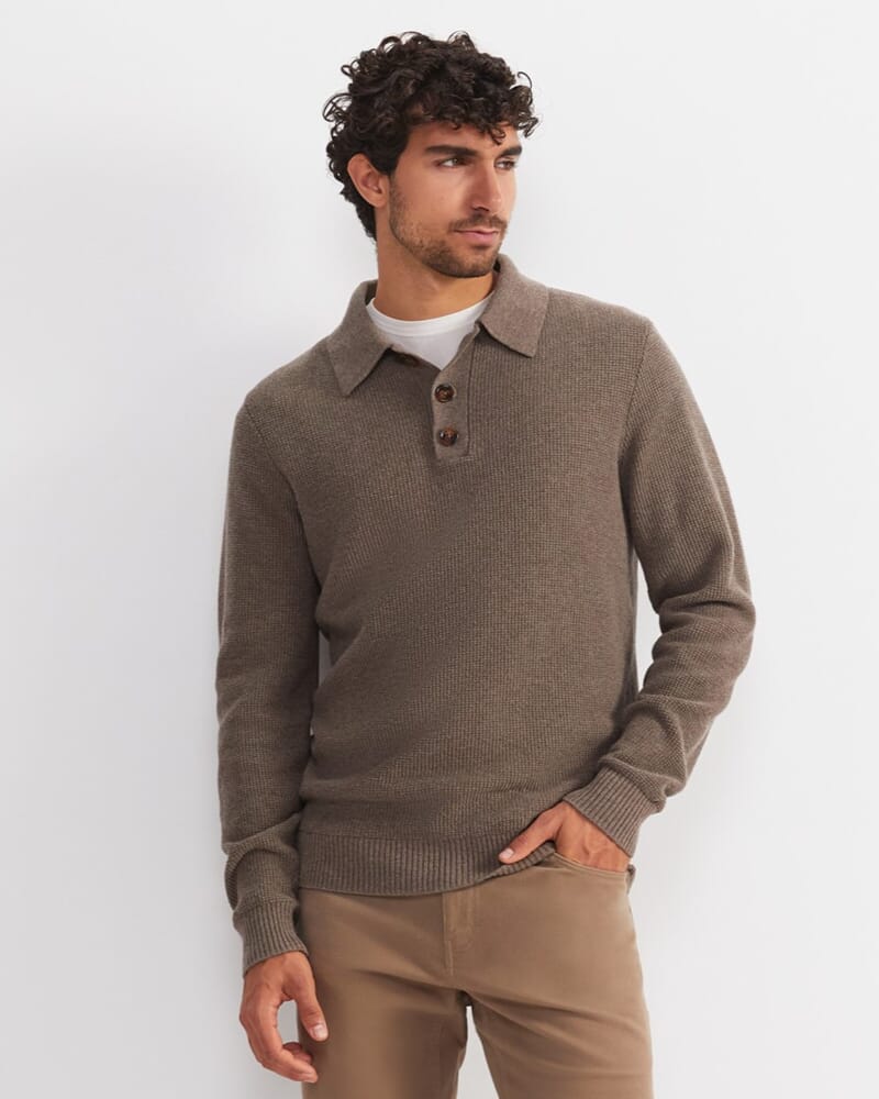 Chris Knit Polo in MINK