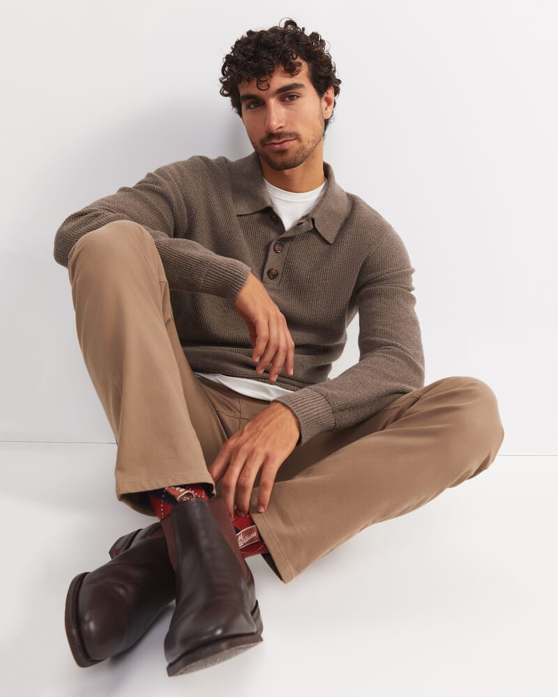 Chris Knit Polo in MINK