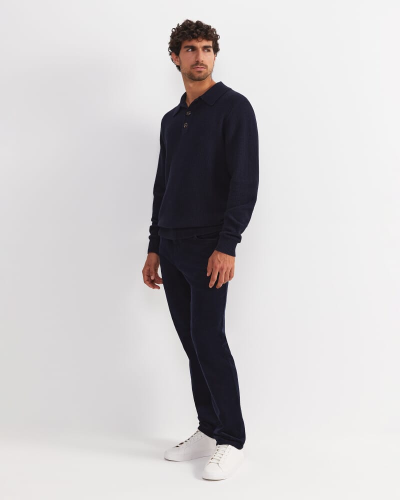 Chris Knit Polo in NAVY