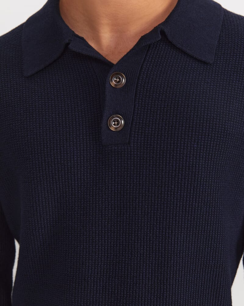 Chris Knit Polo in NAVY