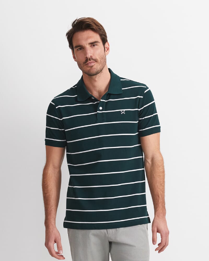David Stripe Polo in PINE