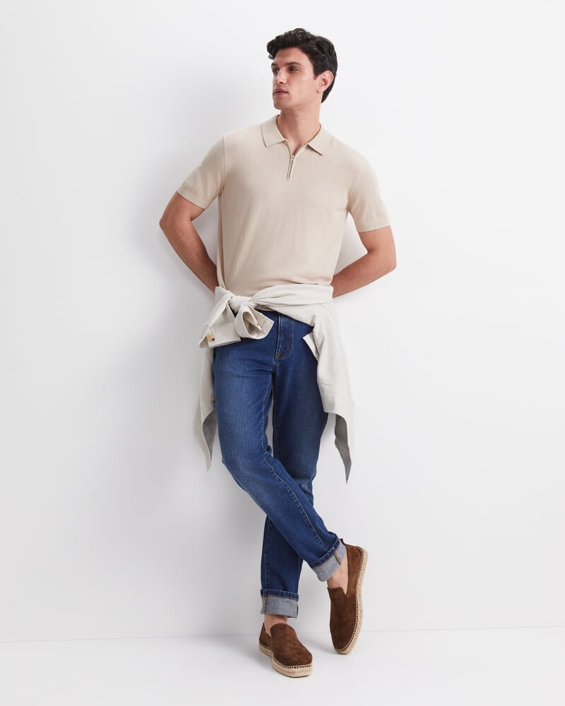 Ojas Zip Knit Polo in NATURAL