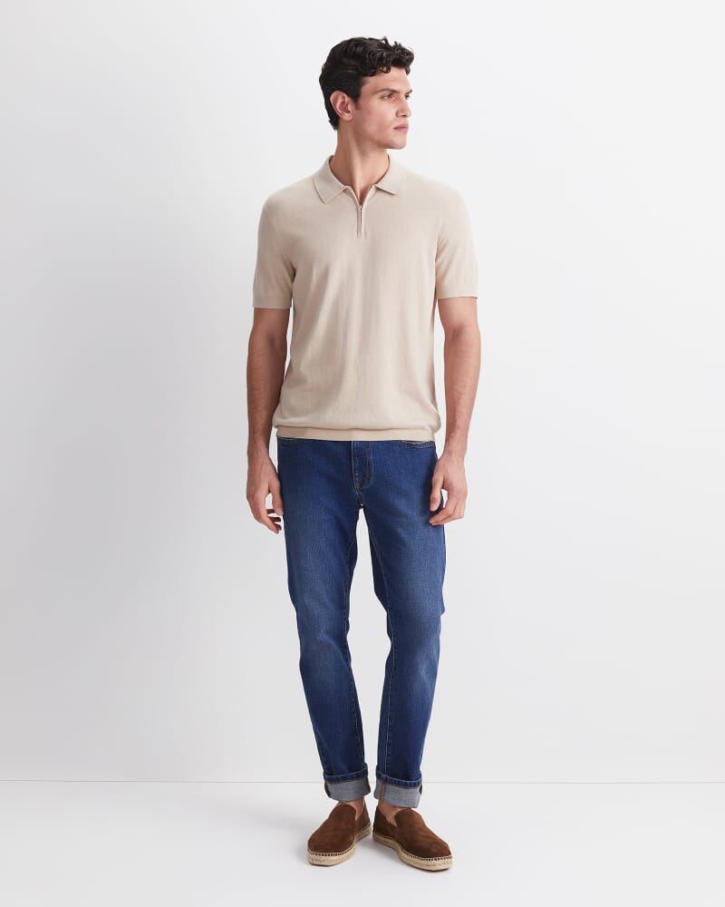 Ojas Zip Knit Polo in NATURAL