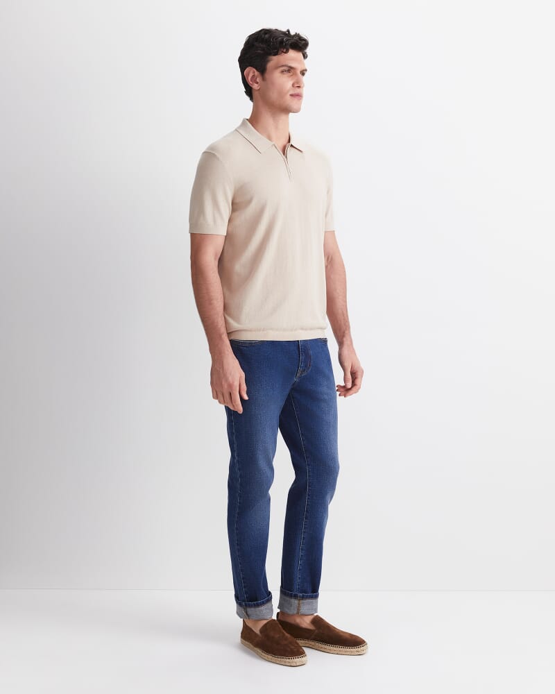 Ojas Zip Knit Polo in NATURAL