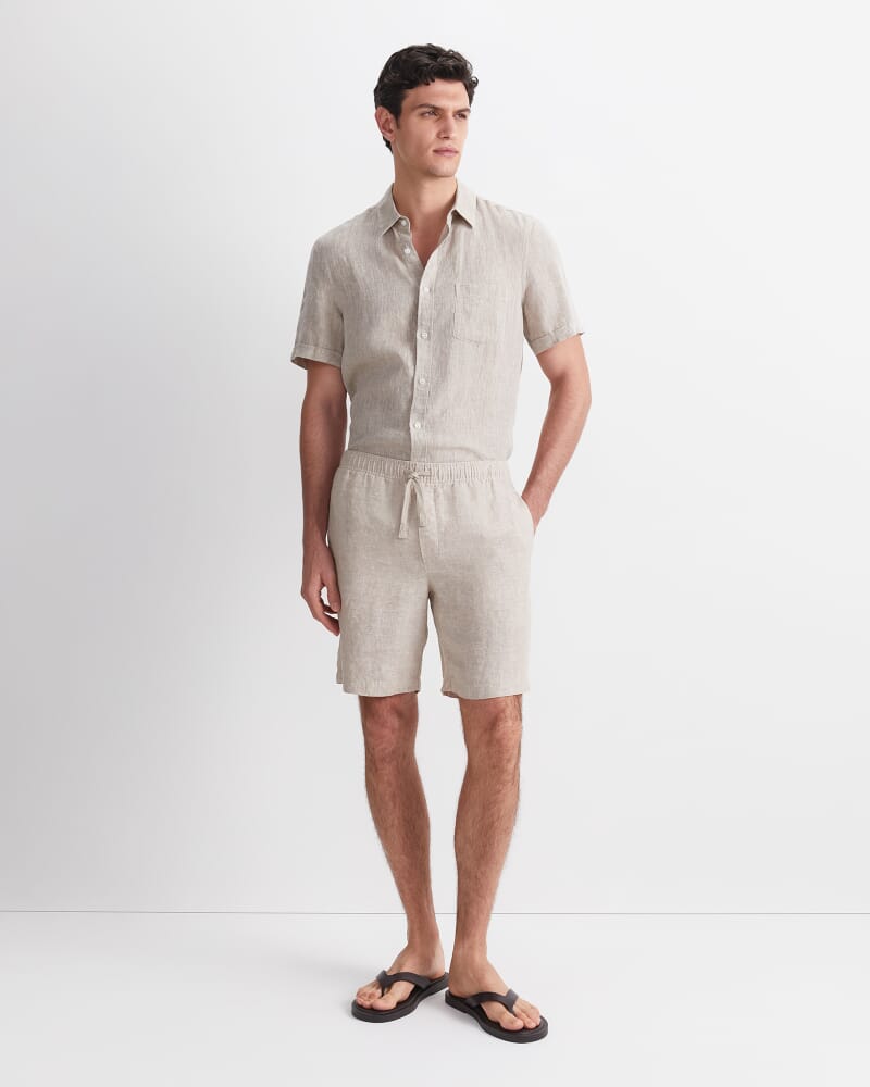 Caffery Yarn-Dyed Linen Short in CAPPUCCINO