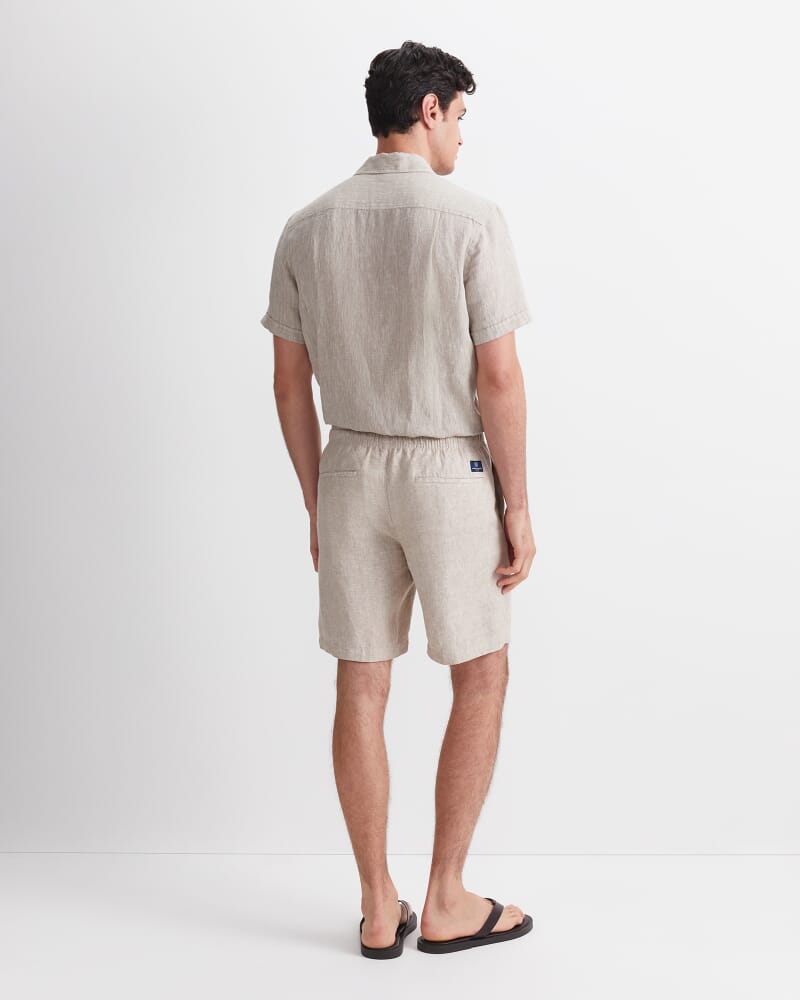 Caffery Yarn-Dyed Linen Short in CAPPUCCINO