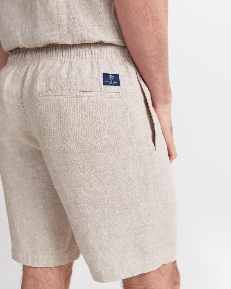 Caffery Yarn-Dyed Linen Short in CAPPUCCINO