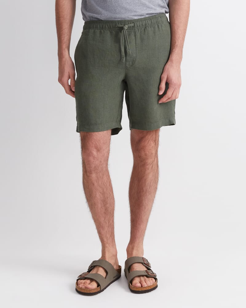 Caffery Yarn-Dyed Linen Short in KHAKI