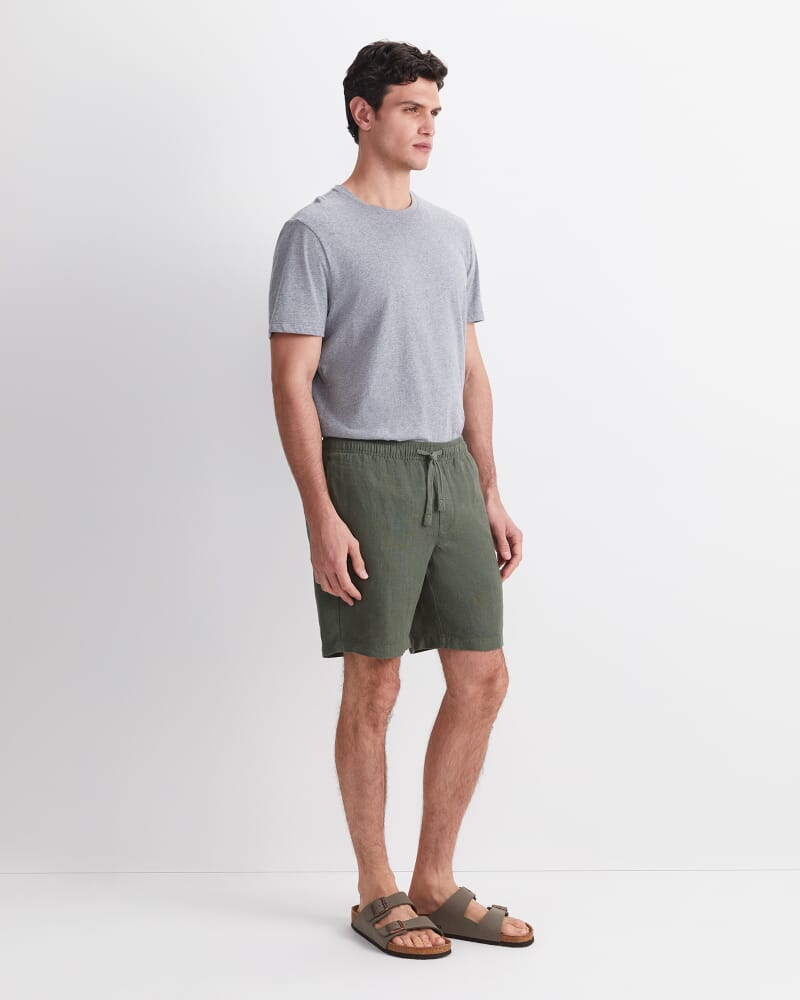 Caffery Yarn-Dyed Linen Short in KHAKI