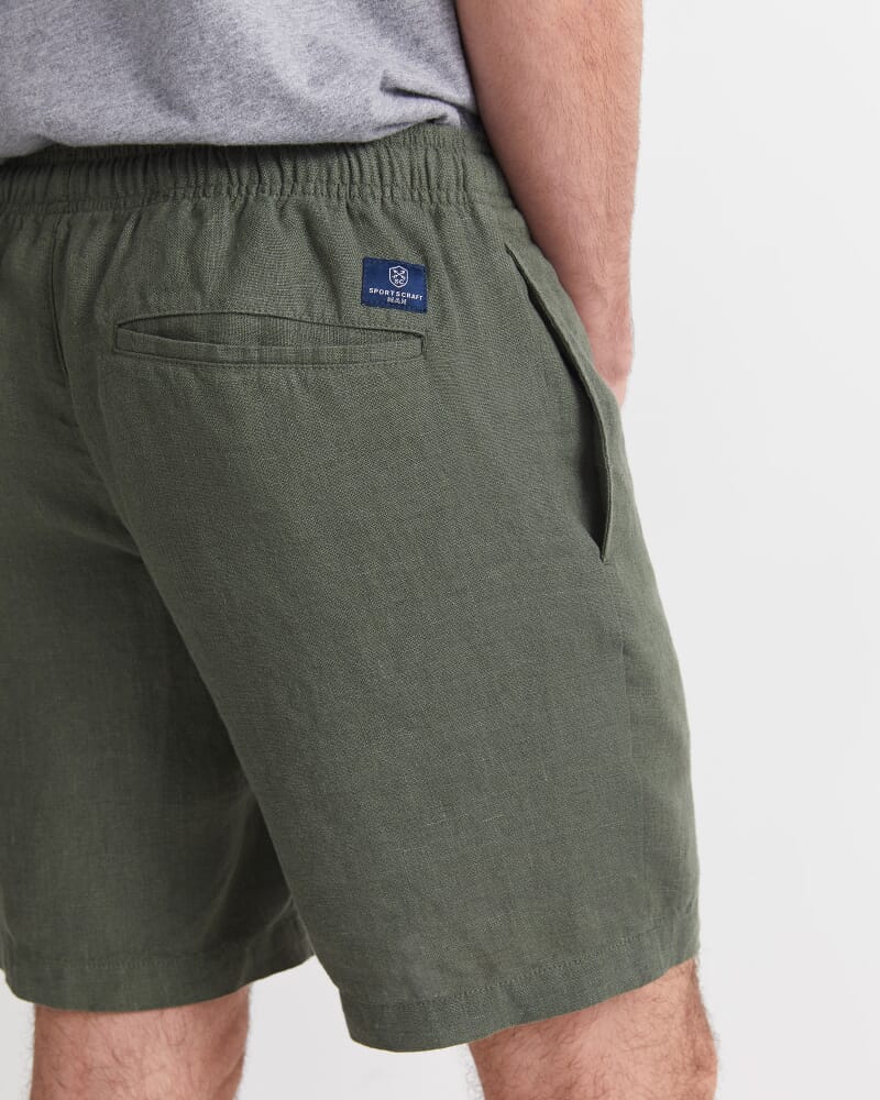 Caffery Yarn-Dyed Linen Short in KHAKI