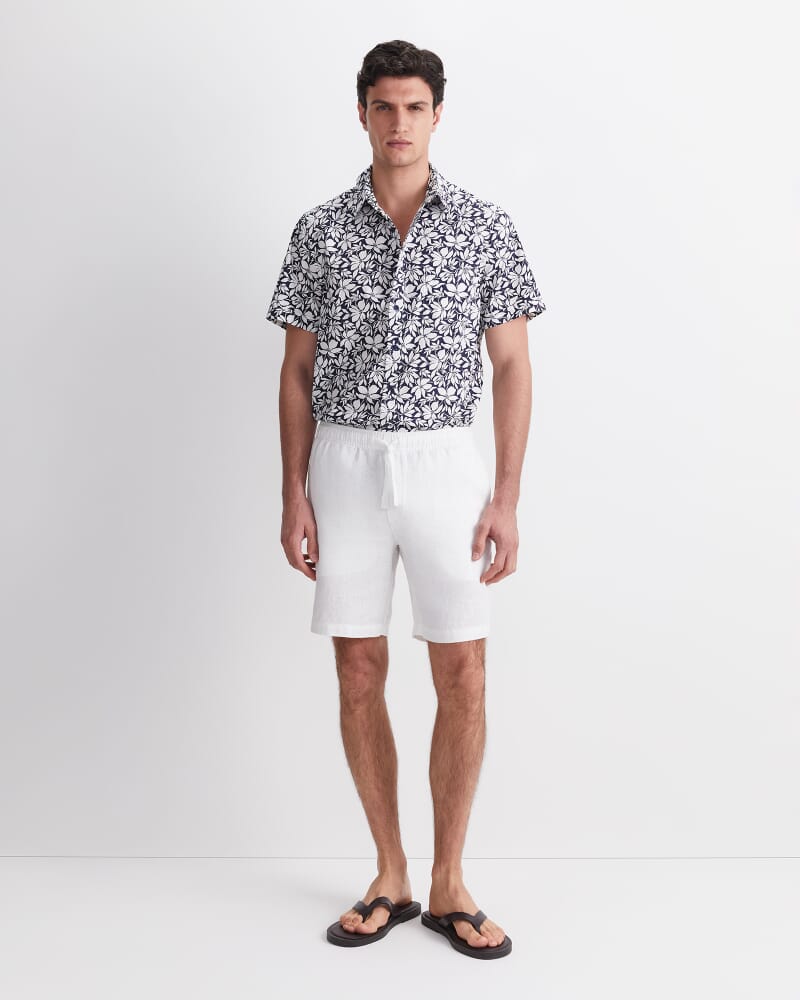 Caffery Yarn-Dyed Linen Short in WHITE