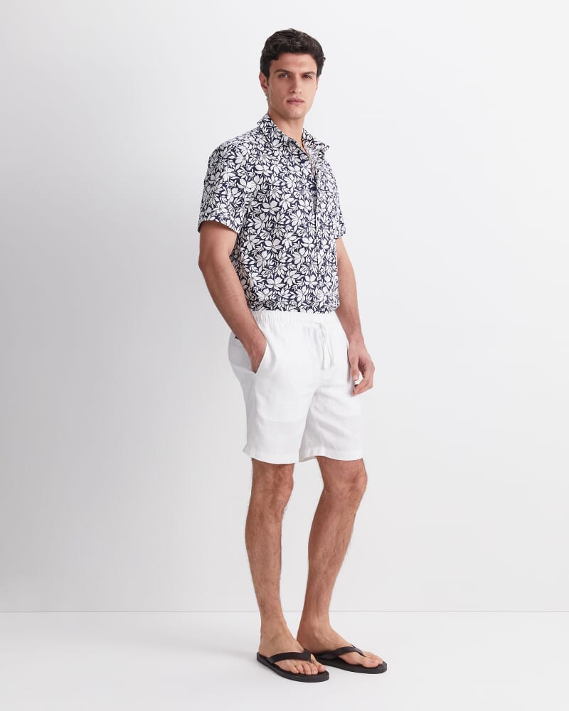 Caffery Yarn-Dyed Linen Short in WHITE