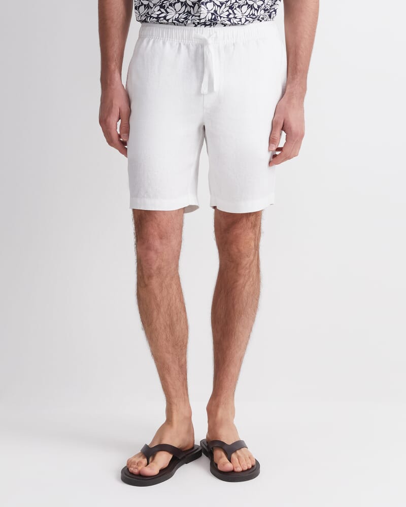 Caffery Yarn-Dyed Linen Short in WHITE