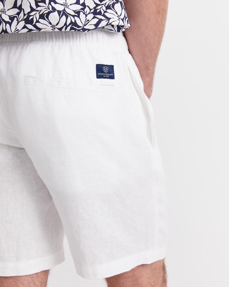 Caffery Yarn-Dyed Linen Short in WHITE