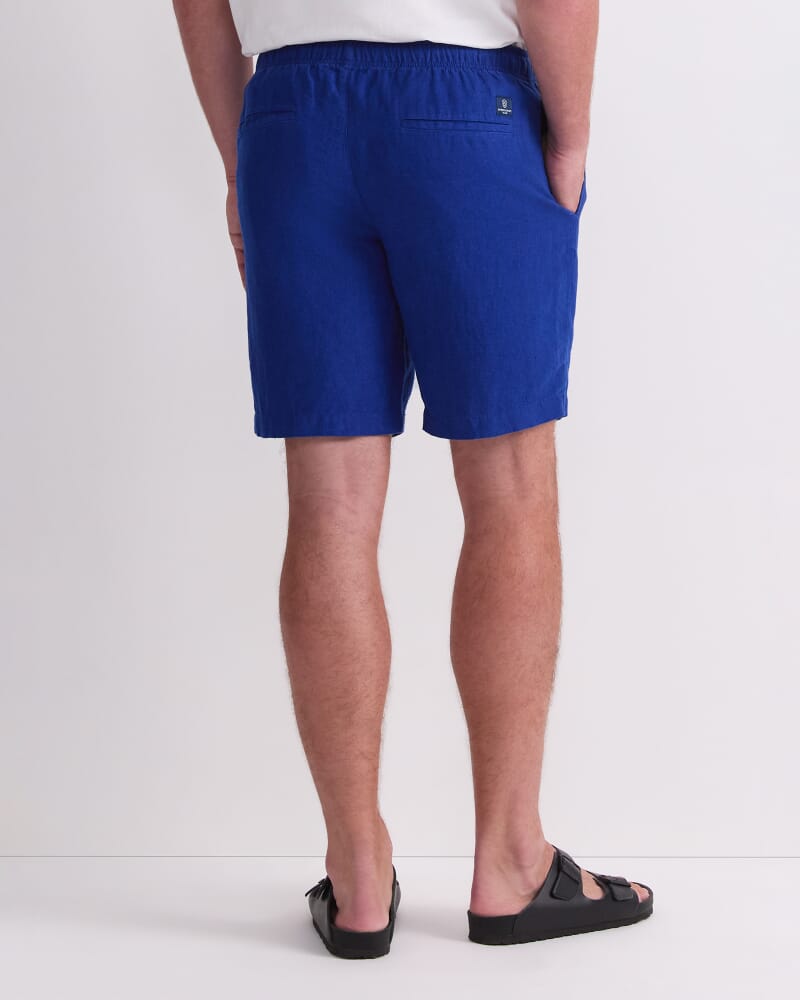 Caffery Yarn-Dyed Linen Short in BLUE INDIGO