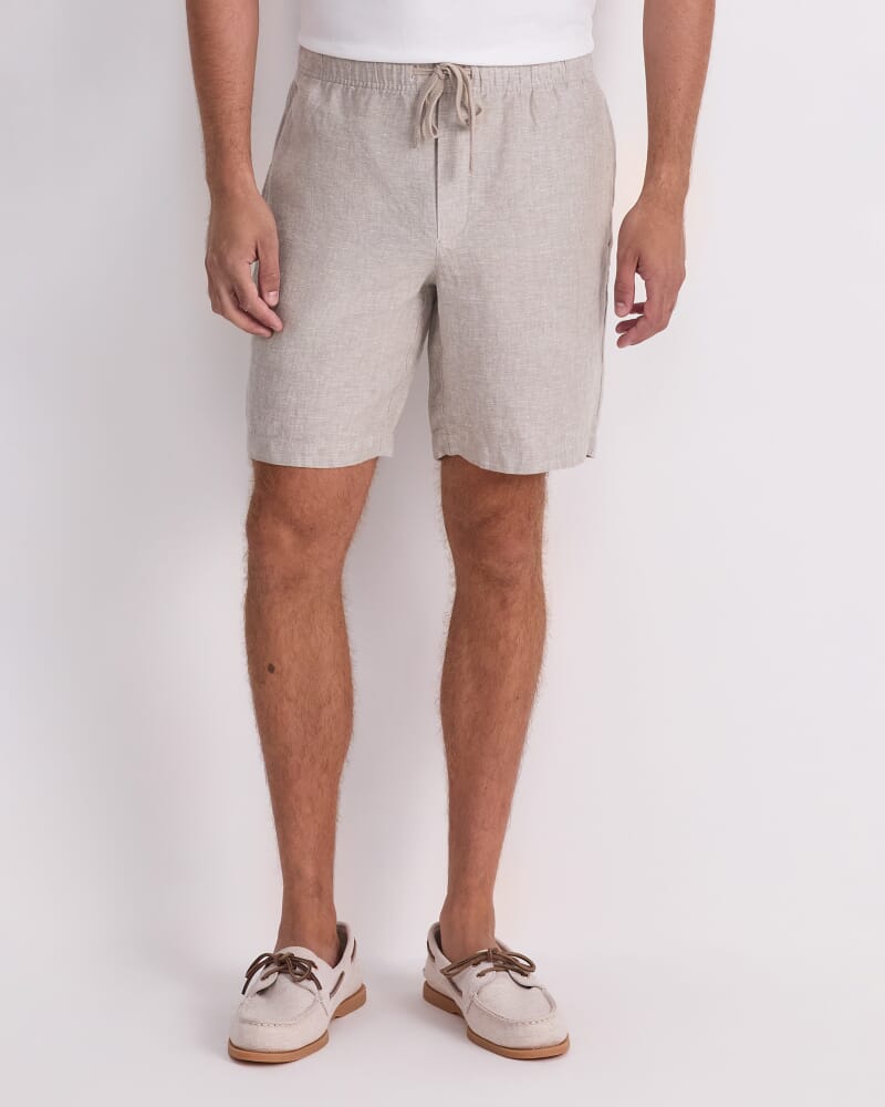 Caffery Yarn-Dyed Linen Short in CAPPUCCINO