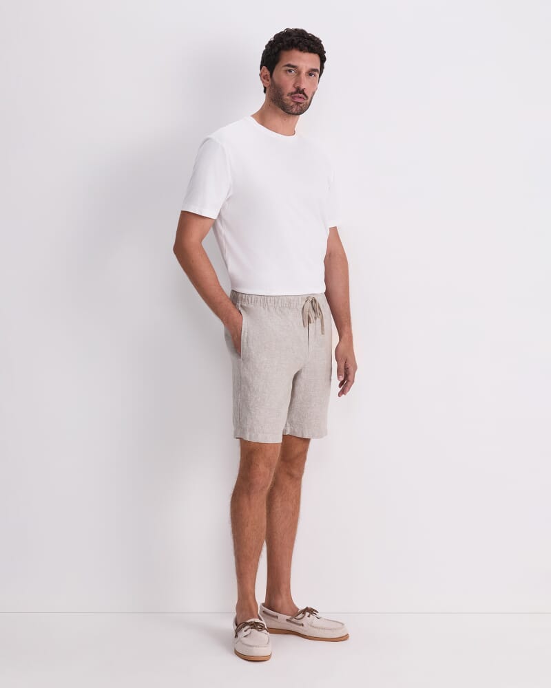 Caffery Yarn-Dyed Linen Short in CAPPUCCINO