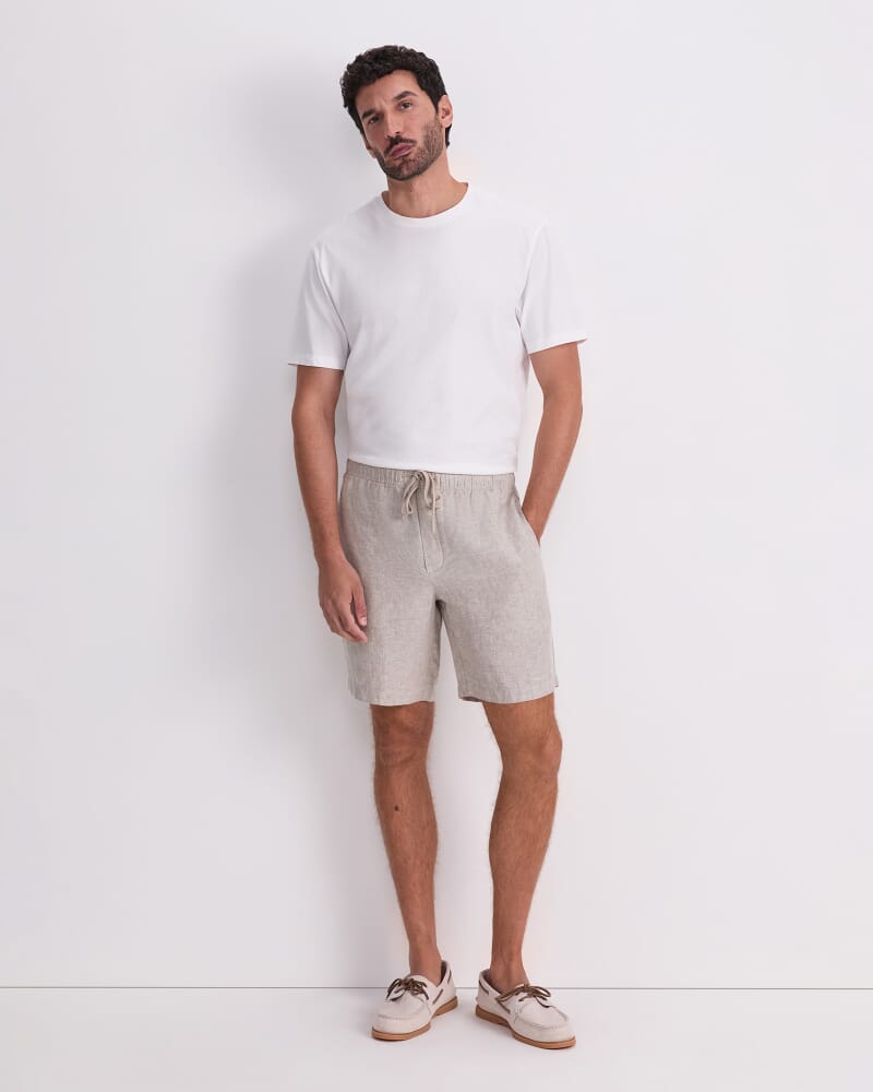 Caffery Yarn-Dyed Linen Short in CAPPUCCINO