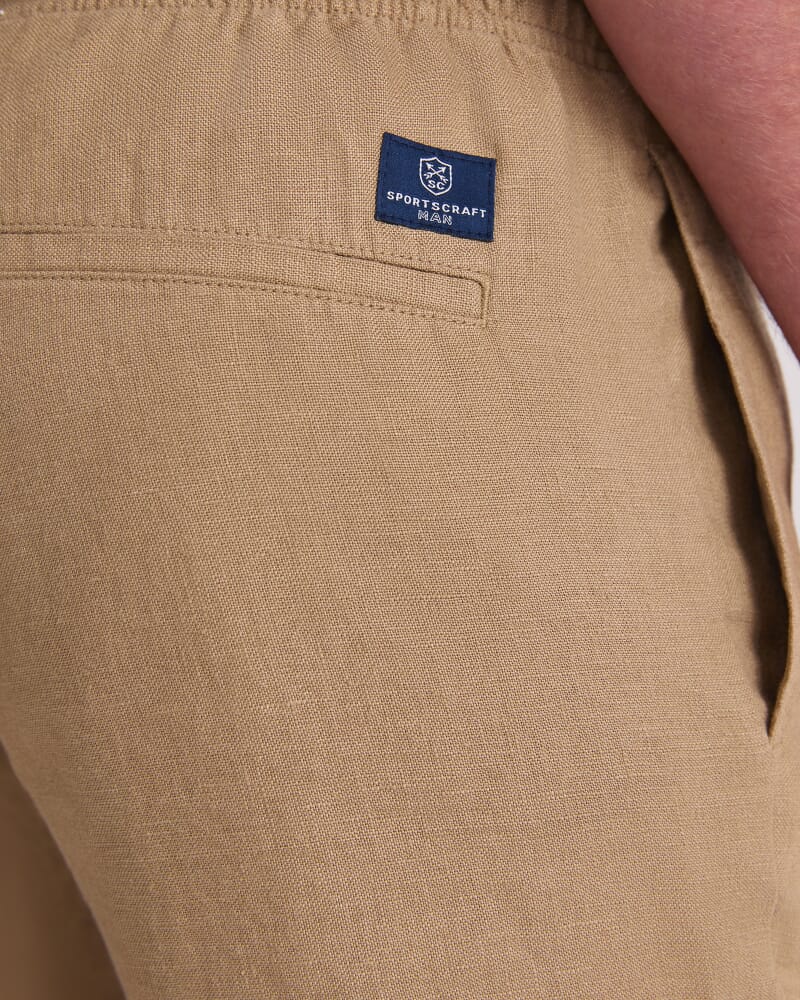 Caffery Yarn-Dyed Linen Short in KELP
