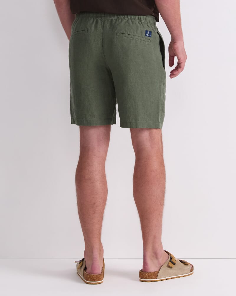 Caffery Yarn-Dyed Linen Short in KHAKI
