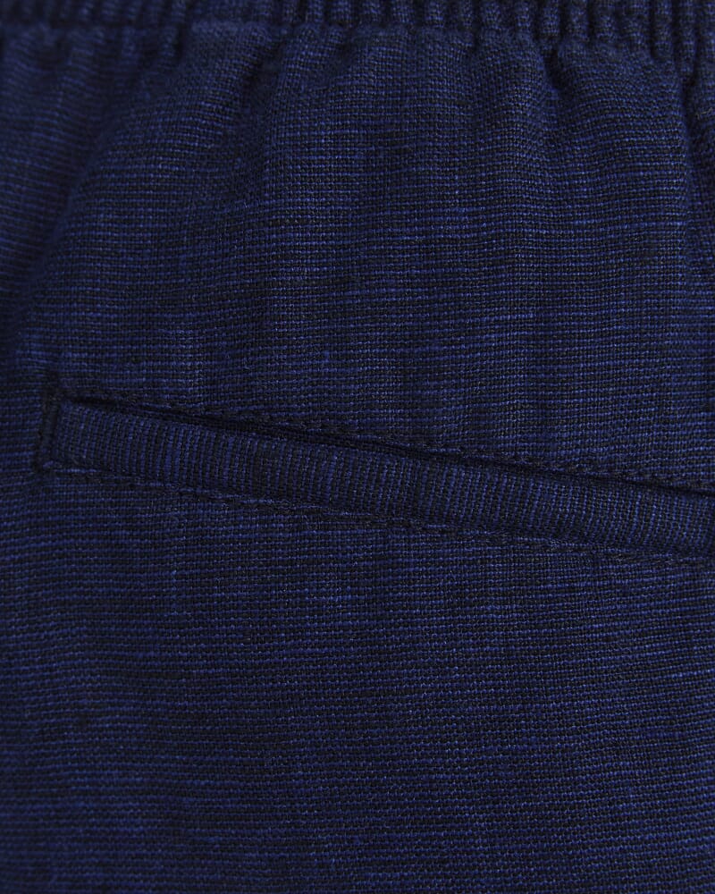 Caffery Yarn-Dyed Linen Short in NAVY