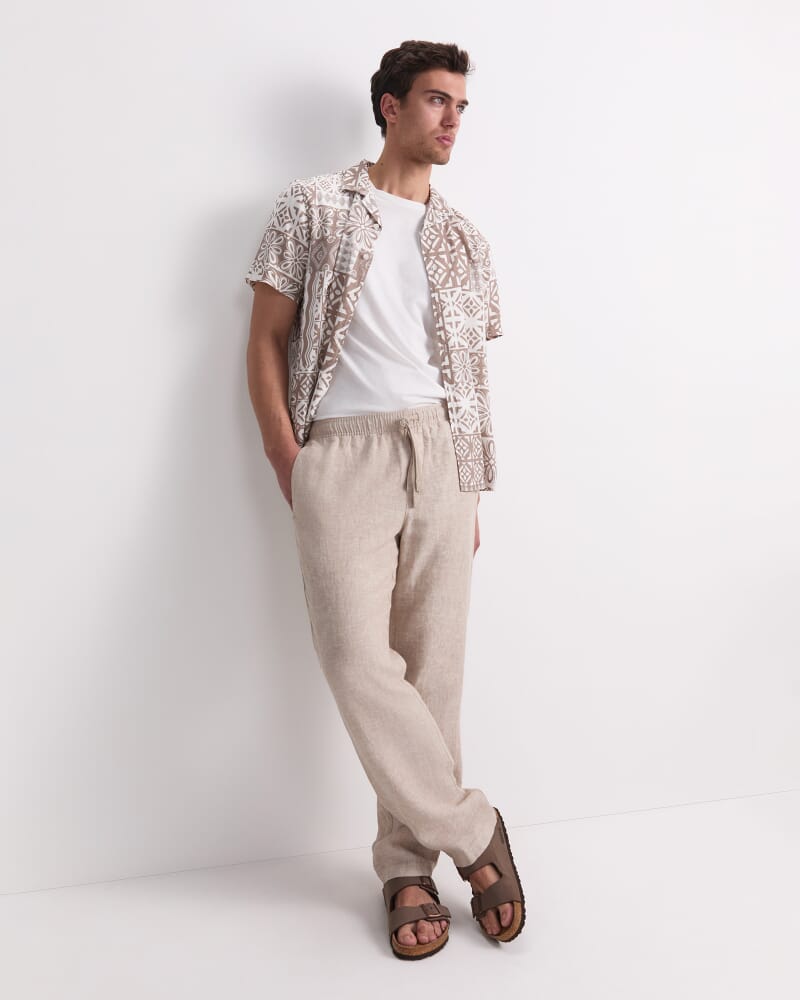 Caffery Yarn-Dyed Linen Pant in CAPPUCCINO