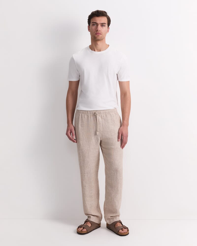 Caffery Yarn-Dyed Linen Pant in CAPPUCCINO