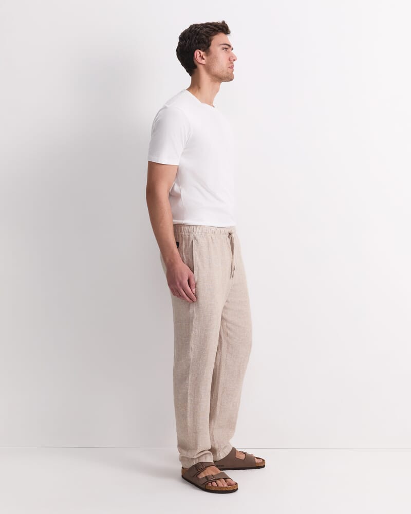Caffery Yarn-Dyed Linen Pant in CAPPUCCINO