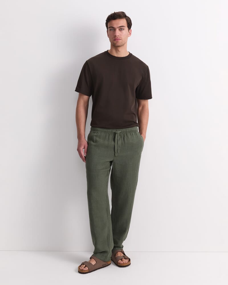 Caffery Yarn-Dyed Linen Pant in KHAKI