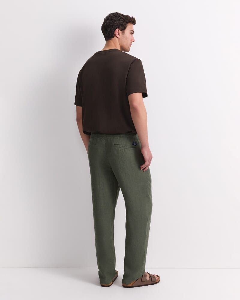 Caffery Yarn-Dyed Linen Pant in KHAKI