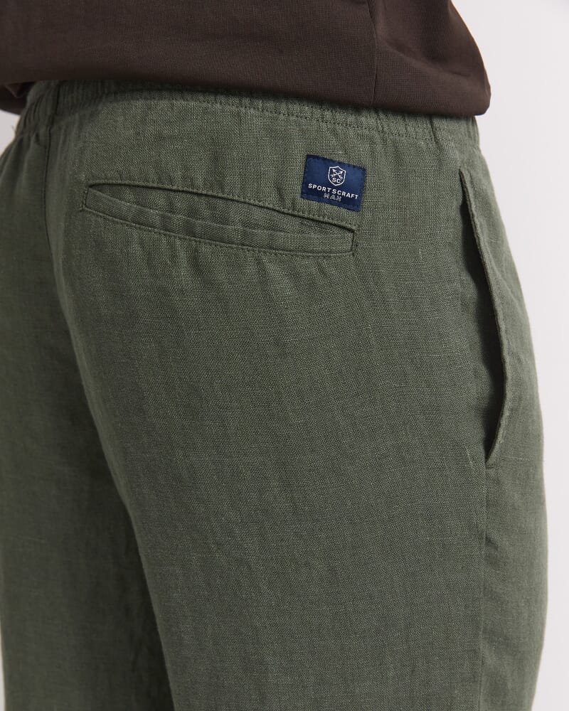 Caffery Yarn-Dyed Linen Pant in KHAKI