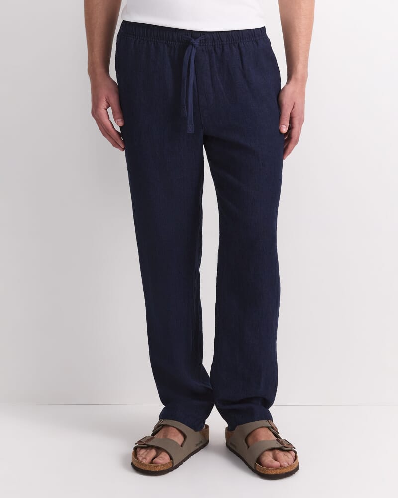 Caffery Yarn-Dyed Linen Pant in NAVY
